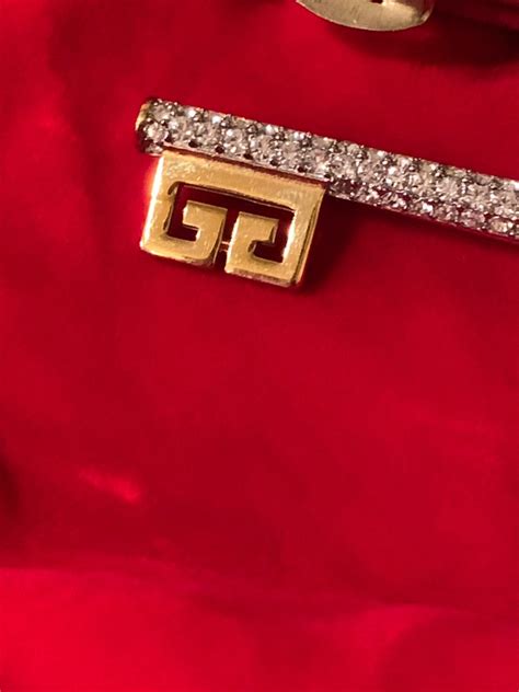 givenchy golden key pin brooch new york 1977|Vintage Givenchy GG Logo Clear Crystals & Gold Designer .